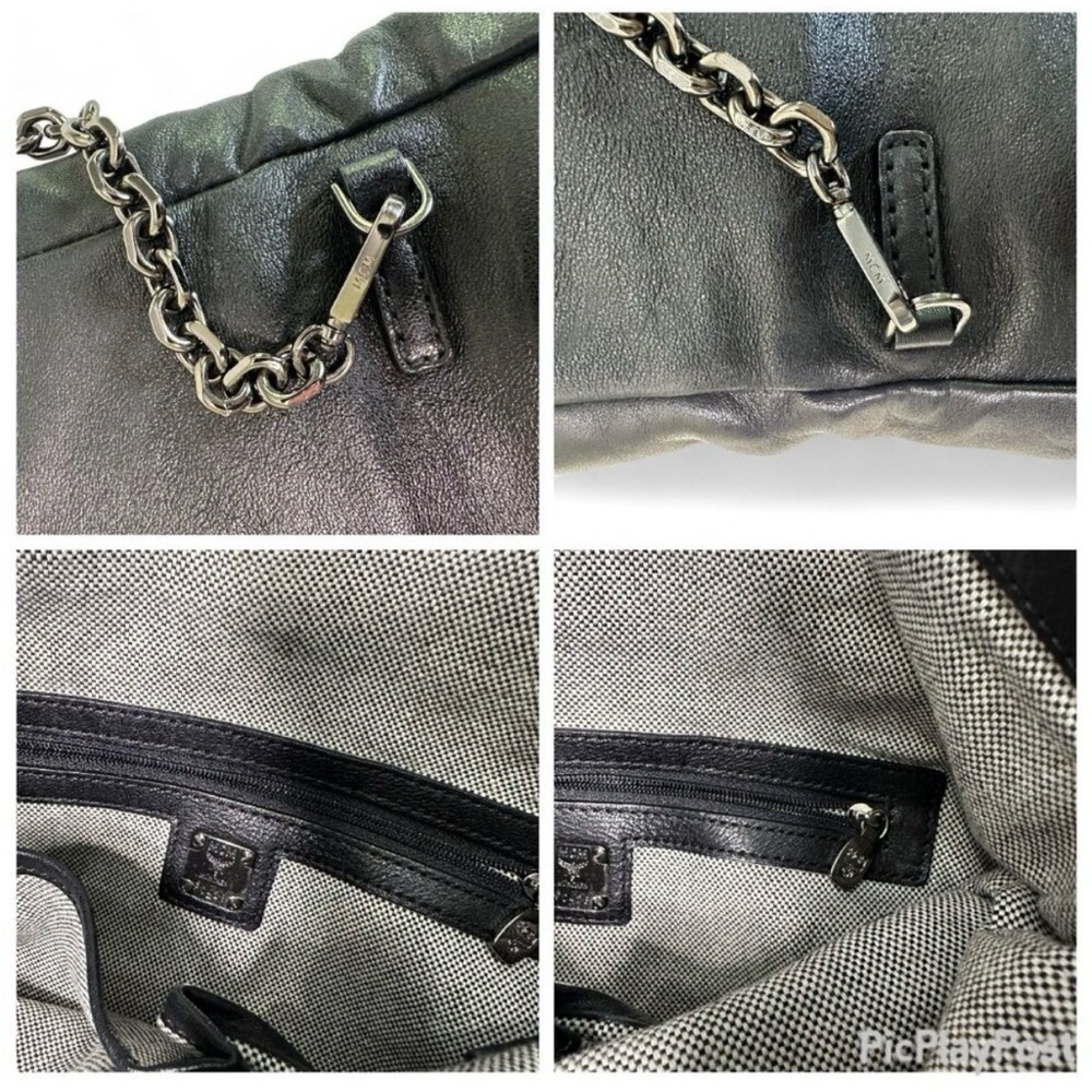 Authentic MCM Women's Black Leather Shoulder Bag - Like New - Picture 11 of 14